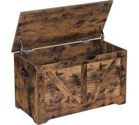 VASAGLE: Zapatero con espacio de almacenamiento, banco con asiento, 2 bisagras de seguridad, armario de estilo rústico, dimensiones: 40 x 80 x 46 cm, ideal para pasillos o dormitorios