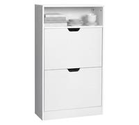 VASAGLE Zapatero Entrada Recibidor, 2 Puertas Abatibles, para 10-12 Pares | Organizador de Zapatos, Separadores Ajustables, para Entrada, 24 x 60 x 102 cm, Blanco Nube, Colección CUSTOS LBC040W01