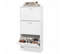 VASAGLE Zapatero Entrada Recibidor, 3 Puertas Abatibles, para 10-12 Pares | Organizador de Zapatos, Separadores Ajustables, para Entrada, 60 x 24 x 120 cm, Blanco Nube, Colección CUSTOS LBC03WT