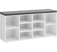 VASAGLE - Zapatero, estantería para zapatos, mueble de almacenamiento para zapatos, banco con 10 compartimentos acolchados, ideal para la entrada, el pasillo o el dormitorio. Dimensiones: 104 x 30 x 4
