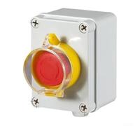 Vasiumic Caja de interruptores momentáneos E-stop al aire libre que tiene terminales botón eléctrico de arranque 110x72x90mm Control blanco verde autoblocante No/