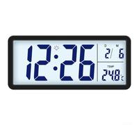 Vasiumic Moderno reloj de pared nórdico con pantalla LCD grande digital monitor de humedad blanco retroiluminación o sala de estar oficina en casa dormitorio pared escritorio temperatura (negro)