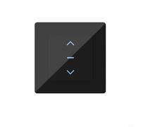 Vasiumic para tuya para Smart Life WiFi Smart Roller Shutter Switch, protección contra sobrecarga Cortina ABS ignífuga Controlador de motor Blanco 80X80mm EU UK Panel estándar (negro)