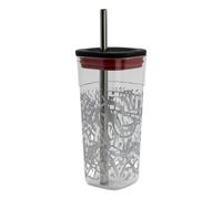 Vaso Acrílico Cube con Pajita Acero Inox. Marvel 540ml