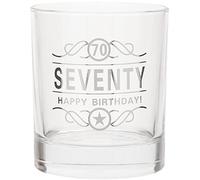 Vaso de alcohol para 70.º cumpleaños ‘Seventy. Happy Birthday!’, 350 ml, en caja de regalo