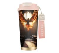 Vaso de café aislado personalizado único - Taza de viaje de acero inoxidable de 17 onzas, perfecta para bebidas calientes y frías, rosa fénix oscuro