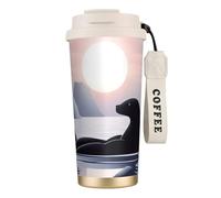 Vaso de café aislado personalizado único - Taza de viaje de acero inoxidable de 17 onzas, perfecta para bebidas calientes y frías, sello silencioso ártico, blanco