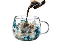 Vaso de café de de 300 ml, decoración de mesa de flores secas | Tazas de cristal de café con flores secas para el hogar, sala de estar, cocina, apartamento, oficina, dormitorio, té, leche