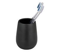 Vaso de cerámica para cepillos de Dientes Mod. Nerno para Guardar Utensilios de Cepillo de Dientes de cerámica Color Negro Moderno. Dimensiones: 6,7 x 11,5 x 6,7 cm