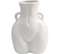 Vaso de cerámica Unyqoos® de 22 cm – elegante florero blanco, esmaltado y pintado a mano, ideal para pequeños y medianos arreglos florales y para decoración de estilo