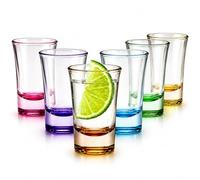 Vaso de chupito colorido - 6 x 5 cl pequeños con fondo pesado - Ideales para tequila, Jägermeister, vodka, pinnchen, estampación