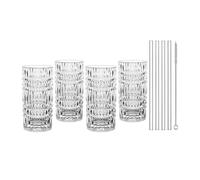 Vaso largo TASTES GOOD 422 ml, juego de 4 piezas, con pajitas, Nachtmann