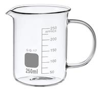 Vaso Medidor de Vidrio 250ml con Asa y Vertedor | Marcas Claras, Transparente y Resistente al Calor, para Laboratorio, Aula y Preparación de Ingredientes