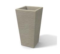 Vaso moderno in resina rettangolare H 65 tortora finitura rustica modello Egizio