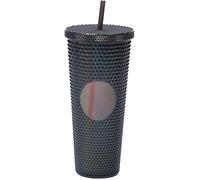 Vaso reutilizable a prueba de fugas de 710 ml con popote, ABS negro | Capacidad de 710 ml, diseño a prueba de fugas, construcción de ABS de doble capa, incluye tapa con pajita