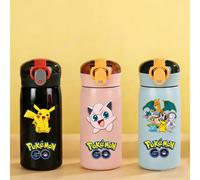Vaso Térmico de Acero Inoxidable con Pajita de Anime Pokémon, Botella de Agua Térmica Infantil con Diseño de Pikachu para Exteriores CWJL3125