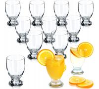 Vasos de agua KADAX, juego de vasos, set de vasos decorativos, vasos transparentes con pie, vasos para zumo con paredes gruesas, vasos para agua, limonada (set de 12 unidades, 250 ml, transparentes)