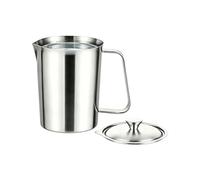 Vasos medidores de metal de acero inoxidable con doble escala y tapa, vaso espumador de leche resistente al calor para cocinar, preparar alimentos, apto para horno, lavavajillas y congelador.