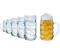 Vasos para cerveza Diamond Premium de Oberglas Lausitz con diseño facetado 500 ml, juego de 6