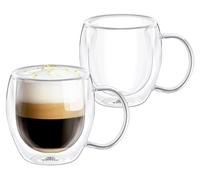 Vasos térmicos de doble pared con asa, juego de 2 unidades, 250 ml, resistentes al calor