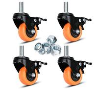 Vástago ruedas para carros 2 pulgada ruedas giratorias juego de 4 de alta resistencia 600 lbs 1/2"-13 x 1" Roscado Ruedas Dual De bloqueo Industrial Rueda Seguridad Suave Silencioso Rueda con Frenos
