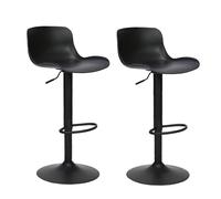 Vaukura Pack 2 Taburetes de Bar Giratorios 360º | Altura Ajustable con pistón de Gas | Taburete de Cocina con Base metálica lacada Mate con reposapiés | Asiento ergonómico de Polipropileno (Negro)