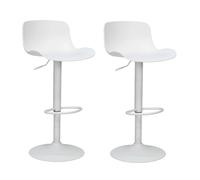 Vaukura Pack 2 Taburetes de Bar Giratorios 360º | Altura Ajustable con pistón de Gas | Taburete de Cocina con Base metálica lacada Mate con reposapiés | Asiento ergonómico de Polipropileno (Blanco)