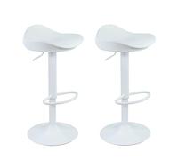 Vaukura Pack 2 Taburetes de Cocina Cocina Giratorios 360º con Reposapiés, Taburete de Bar Altura Ajustable con Pistón de Gas, Asiento ergonómico, Base Metalica (Blanco)