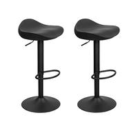 Vaukura Pack 2 Taburetes de Cocina Cocina Giratorios 360º con Reposapiés, Taburete de Bar Altura Ajustable con Pistón de Gas, Asiento ergonómico, Base Metalica (Negro)