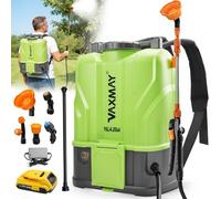 VAXMAY - Rociador eléctrico de jardín con batería de 4.2 galones, 120 PSI compatible con batería DeWalt de 20 V, rociador de zacate con 2 varitas, 5 boquillas, batería de 2.6 Ah y cargador incluido