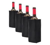VB VIN BOUQUET Funda Enfriadora Ajustable para Botellas de Vino con Sistema Elástico Antideslizante, gel interior, Negra (Paquete de 4)