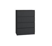 VBChome Cómoda con 4 cajones, 70 x 40 x 97 cm, color negro, sin asas, armario multiusos para pasillo, dormitorio, salón, habitación infantil, moderno, negro
