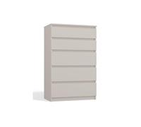 VBChome Cómoda con 5 cajones, 70 x 40 x 110 cm, color cachemira, sin mangos, armario multiusos para pasillo, dormitorio, salón, habitación infantil, moderna