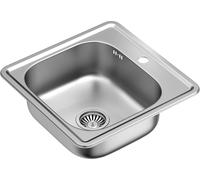 VBChome: Fregadero empotrable de 48x48 cm con acabado satinado y orificio para grifo, apto para muebles de cocina a partir de 45 cm de ancho. Fregadero de acero inoxidable para cocina, con zona de lav