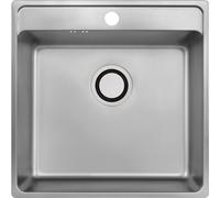 VBChome: Fregadero empotrable de acero inoxidable, 49x48x21 cm. Superficie de acero inoxidable lisa, gran lavabo con orificio para el grifo. Fregadero de cocina que incluye sifón. Fregadero de acero i