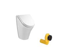 VBChome Urinario de entrada de orinal desde la parte trasera blanca con cierre automático, moderno de cerámica de alta calidad, orinal de pared, con tapa y sifón