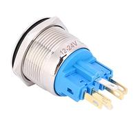 VBESTLIFE 2 Uds DC12 24V IP65 22mm Botón de Reinicio de Anillo 6 Pines Accesorios de Interruptor de Botón (BLUE)
