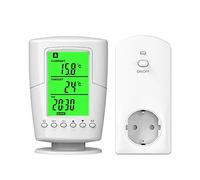 VBESTLIFE Enchufe para termostato, Controlador de Temperatura LCD con Enchufe para termostato programable Remoto inalámbrico retroiluminado, 060/32140 (Enchufe de la UE 230V)