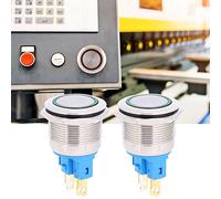 VBESTLIFE Interruptor de Botón de 6 Pines de Acero Inoxidable, Reinicio Momentáneo a Prueba de Agua DC12 24V IP65, Orificio de Montaje de 22 Mm para Uso Marino (GREEN)