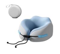 Vbvbip Almohada cervical de viaje de espuma viscoelástica, soporte ergonómico para aviones, vuelos largos y viajes en coche, comodidad premium con funda lavable y caja de almacenamiento portátil