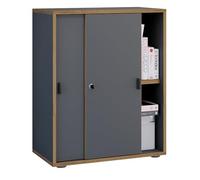 VCM Armario de Oficina de Madera Archivador Mobiliario de Oficina Armario Salia 2 Pliegues Anchura 60 cm Puertas correderas Antracita