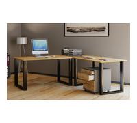 VCM Holz Schreibtisch | Eckschreibtisch schlicht | 130x130 | L Form links oder rechts | Arbeitstisch Platte 50 cm tief | Computertisch Büromöbel - Lona U Schwarz / Honig-Eiche