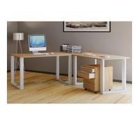 VCM Holz Schreibtisch | Eckschreibtisch schlicht | 160x130 | L Form links oder rechts | Arbeitstisch Platte 50 cm tief | Computertisch Büromöbel - Lona U Weiß / Sonoma-Eiche