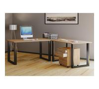 VCM Holz Schreibtisch | Eckschreibtisch schlicht | 160x130 | L Form links oder rechts | Arbeitstisch Platte 50 cm tief | Computertisch Büromöbel - Lona U Schwarz / Sonoma-Eiche