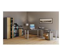 VCM Holz Schreibtisch | Eckschreibtisch schlicht | 190x130 | L Form links oder rechts | Arbeitstisch Platte 50 cm tief | Computertisch Büromöbel - Lona U Silber / Anthrazit