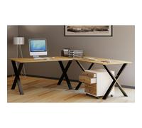 VCM Holz Schreibtisch | Eckschreibtisch schlicht | 220x220 | L Form links oder rechts | Arbeitstisch Platte 80 cm tief | Computertisch Büromöbel - Lona X Schwarz / Honig-Eiche