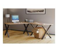 VCM Holz Schreibtisch | Eckschreibtisch schlicht | 220x220 | L Form links oder rechts | Arbeitstisch Platte 80 cm tief | Computertisch Büromöbel - Lona X Schwarz / Sonoma-Eiche