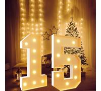 Vdhfgso Letrero Luminoso con números de marquesina de 2,3 pies: Letras Grandes iluminadas for Decoraciones de Fiestas: Bodas, cumpleaños, Baby Shower, Aniversarios, graduaciones(Number 15,4ft)