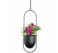 VDYXEW Colgar maceteros de Metal para Plantas, Colgante de Metal, Moderno, Bohemio, Moderno, decoración Minimalista para el hogar Adecuado para Uso Interior y Exterior(Negro)