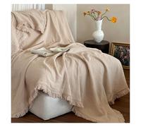 VEAI Manta de Algodón Gasa - 125/150 con Flecos Artesanales, Suave y Multiusos para Sofá/Cama/Viaje/Individual Rey, Cuidado Fácil(Caqui,150 * 200cm)